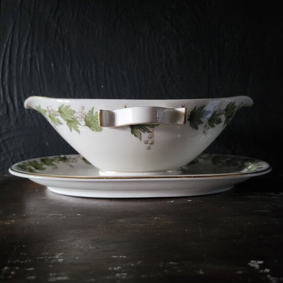 Vtg Franconia Krautheim Sycamore Gravy Boat w/ Attached Underplate, Fall Dining - Picture 3 of 8